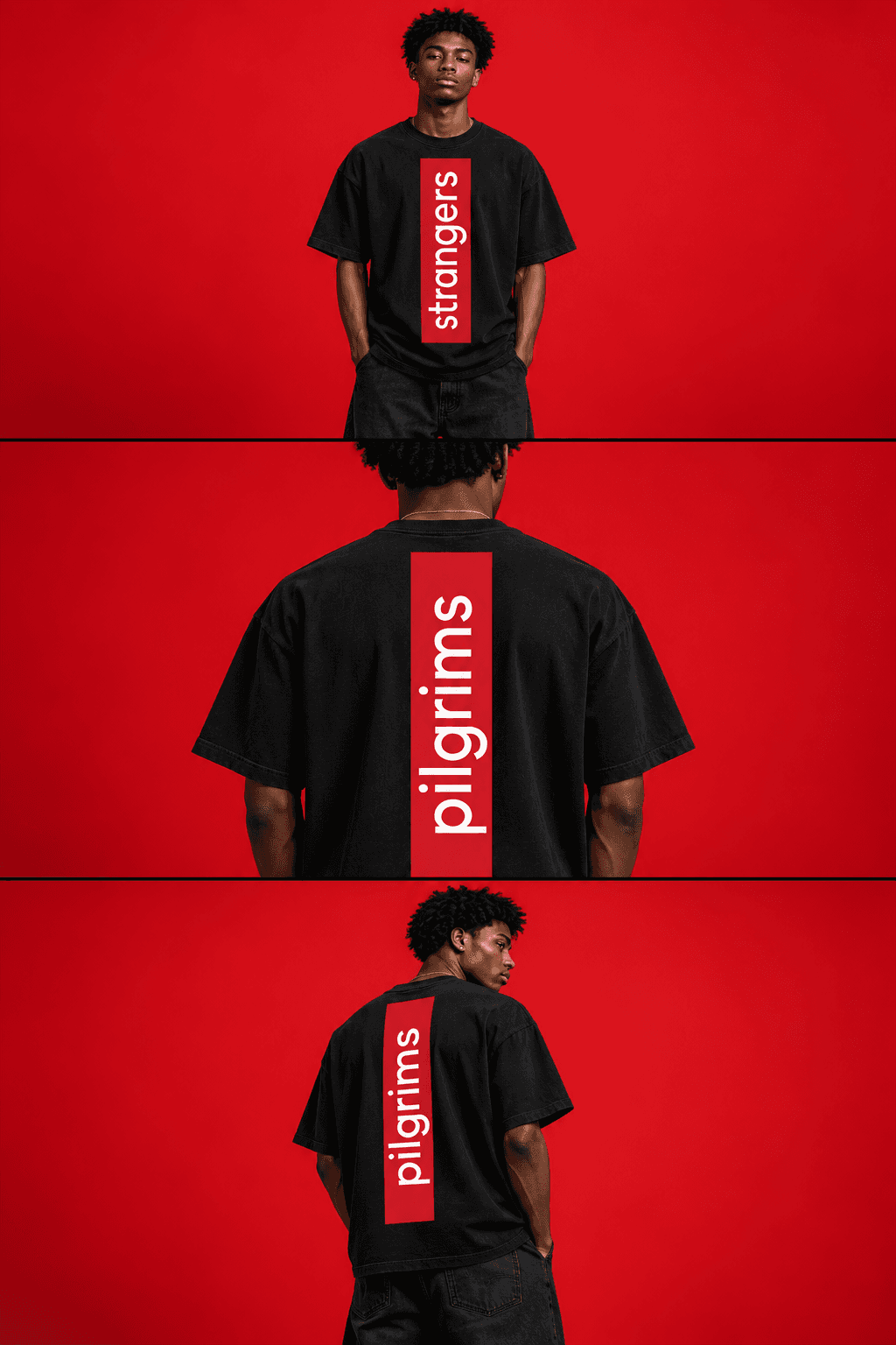 The Original tee, front and back, on model
